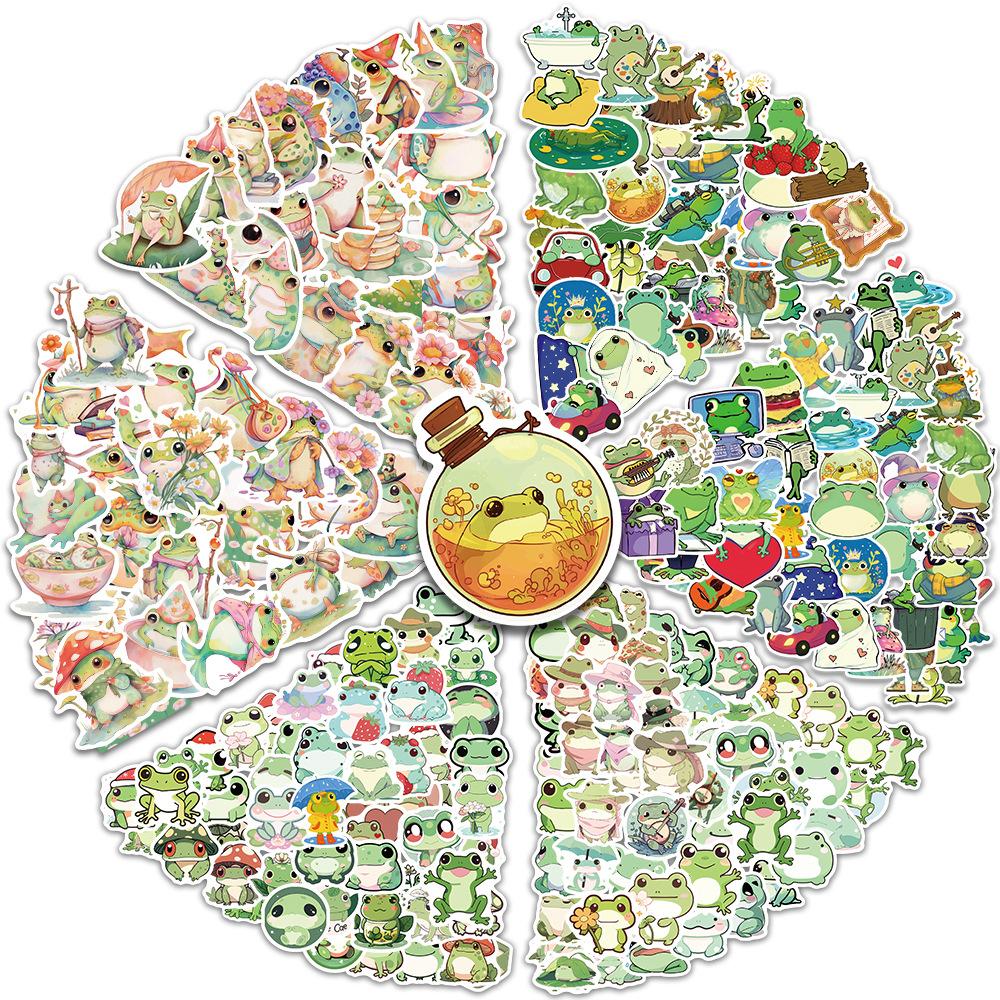 

200 Cute Frog Graffiti Stickers Suitcase Guitar Without Glue Waterproof Stickers