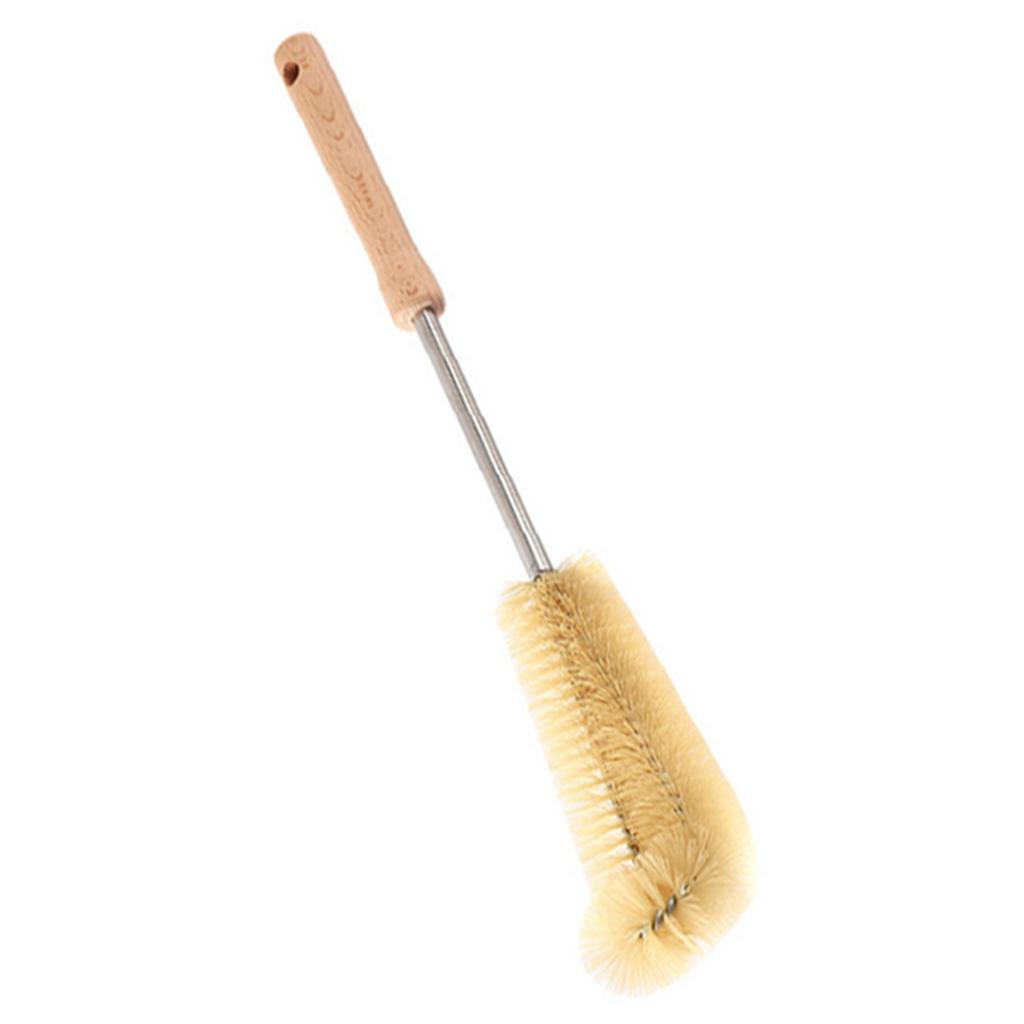 Wooden Handle Bottle Brush Nylon Bristles Convenient Bottle Washing Brush with Hole for Glass Cup Baby Bottles Wooden