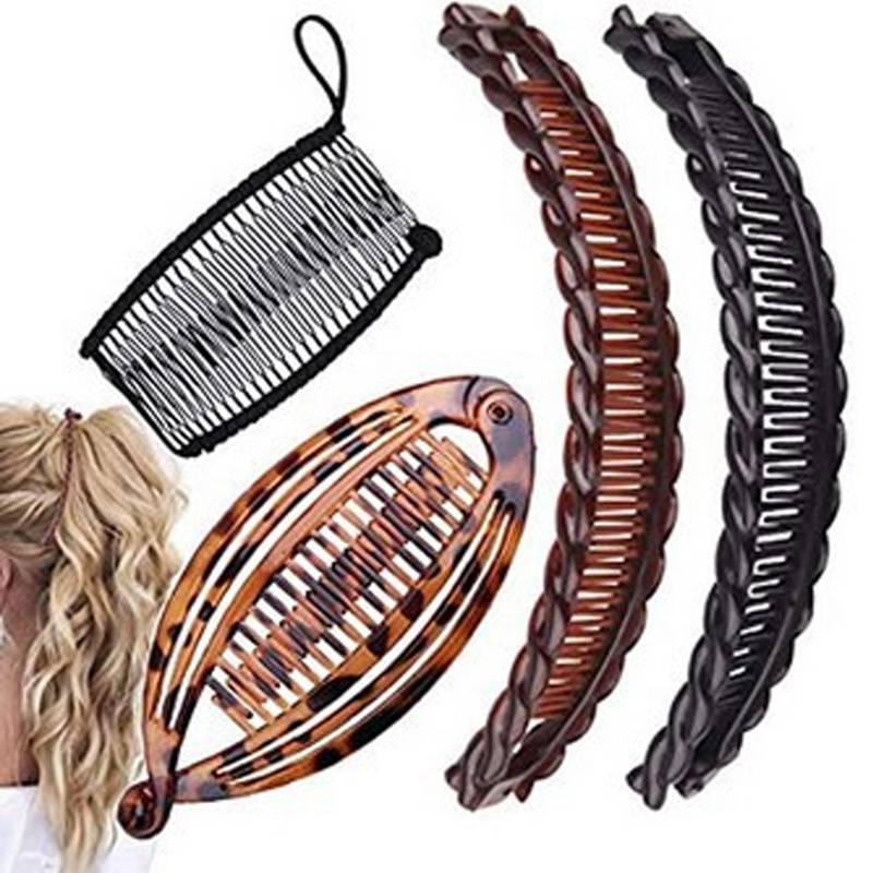 Hot Banana Clip Hair Comb Hair Band Fashion Set Fish Clip Hair Comb Lazy European and American Banana Hair Clip