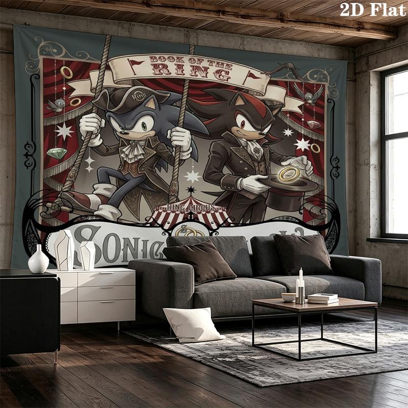 Sonic Hedgehog Wall Tapestry Aesthetic Wall Hanging Printed Fabric Blanket Decorative Tapestries For Bedroom Living Room Home Decor