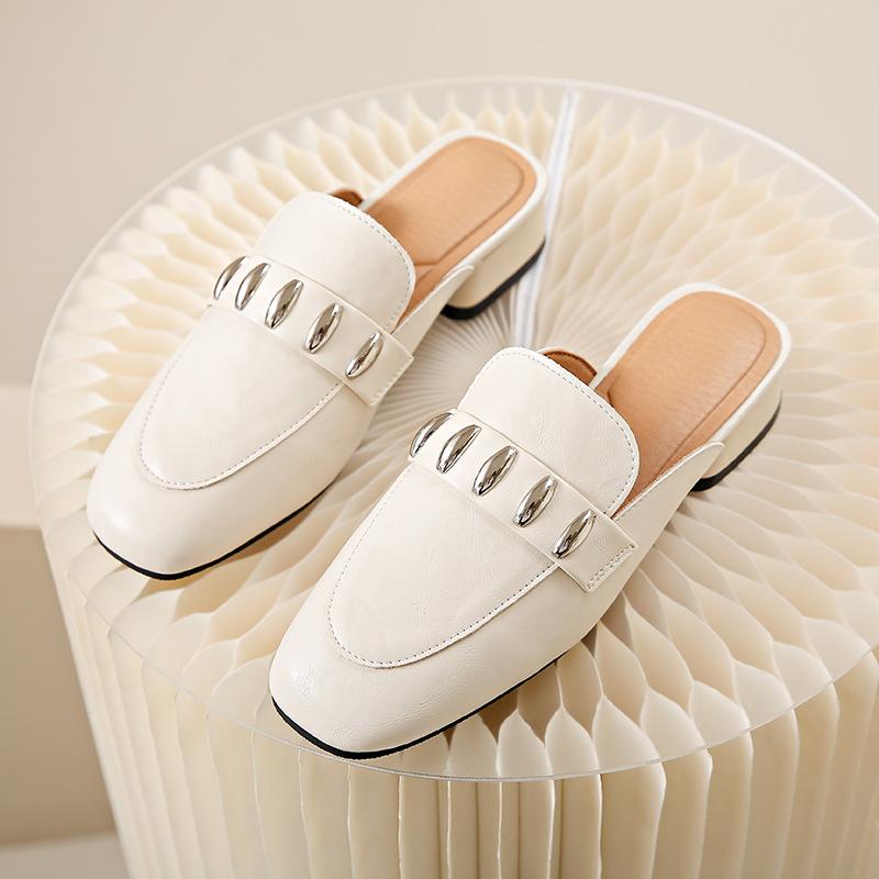 Fashion Low Heeled Baotou Slippers for Women 2025new Summer Outfit Fashionable Fairy Style Comfortable One and A Half Slippers for Women