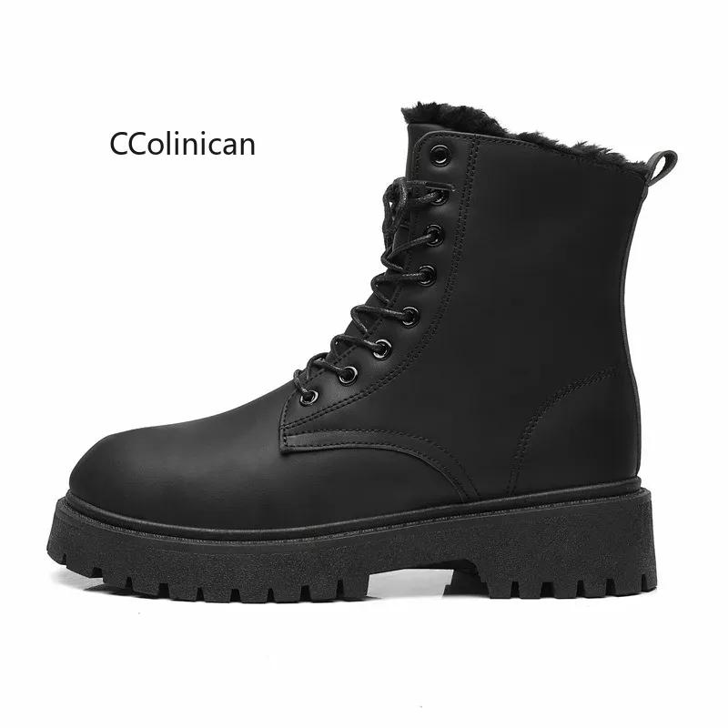 

New Fashion Men s Black Leather Boots High Quality Working Outdoor Casual Man Snow Ankle Boot Non-slip Waterproof British Style 37 чёрный
