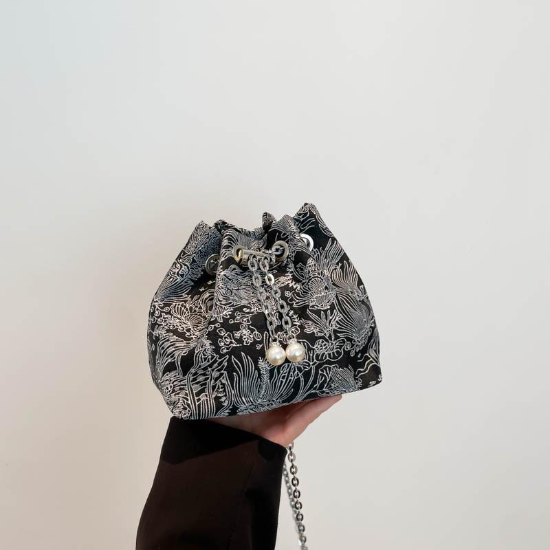 New Chinese style national style women's bag handbag 2025 new bucket small bag simple chain single shoulder oblique span bag