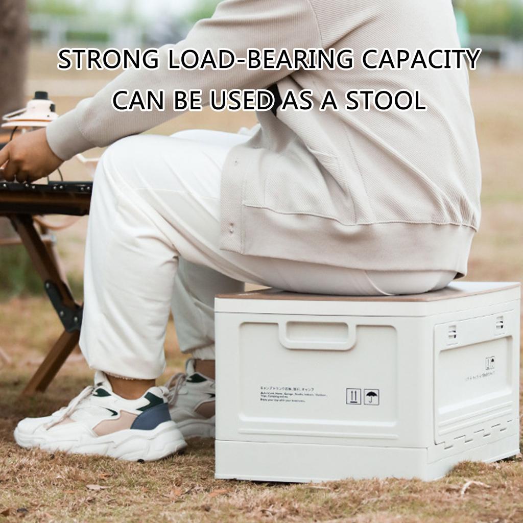 Large Capacity Camping Organizers Box Large Capacity Outdoor Storage Chest Waterproof Container with Wood Top Cover