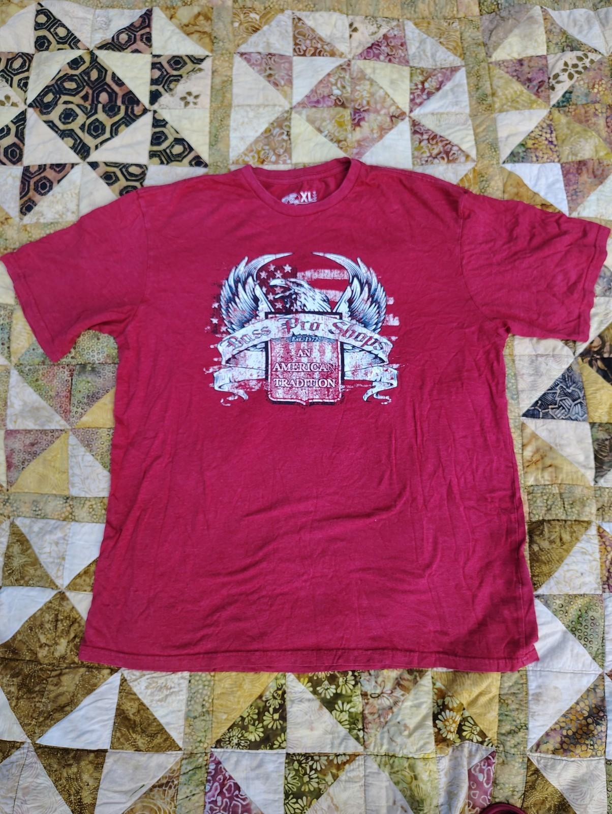 Bass Pro Shops T-Shirt Mens Large Red American Eagle Flag Y2K Affliction S