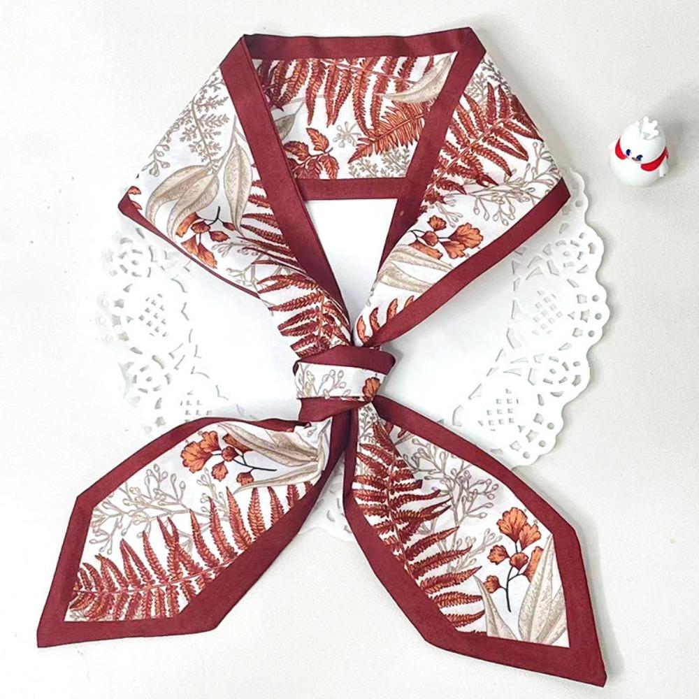 dacron Mid-Autumn Festival gift box scarf Headband Floral Skinny Scarf  Gift Packed