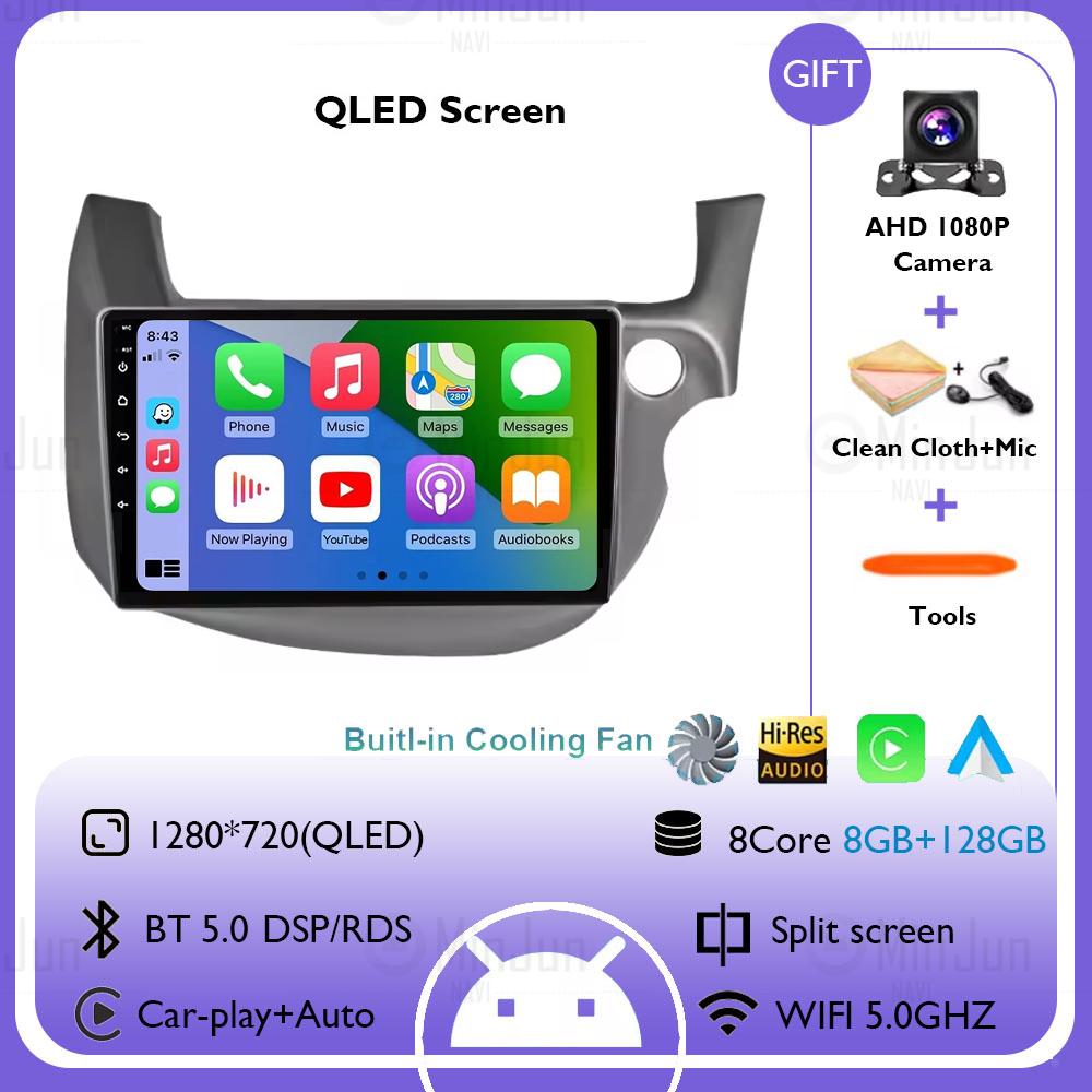 Android 14 Car Radio For HONDA FIT JAZZ 2007-2014 Right Hand Drive Carplay Auto Multimedia Video Player Split Screen Head Unit