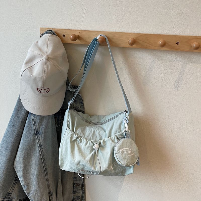 

Large Capacity Canvas Bag Women s Summer 2025 New Arrival Niche Style Shoulder Messenger Bag K-style Ruched Class Tote Bag Blue