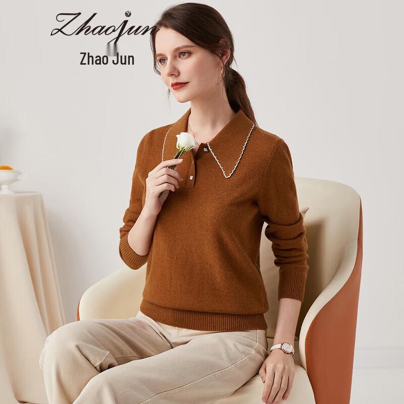 

Zhaojun Women s Lapel Crocheted Cashmere Sweater M
