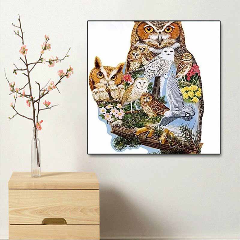 New Arrival 5D DIY Full Circle Diamond Painting "Owl" Embroidery Cross Stitch Home Decor Gift