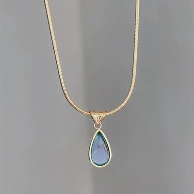 Collares Para Mujer  Classic Tears Of The Blue Ocean Pendant Necklace Women's Choker  Titanium Steel Luxury Gifts