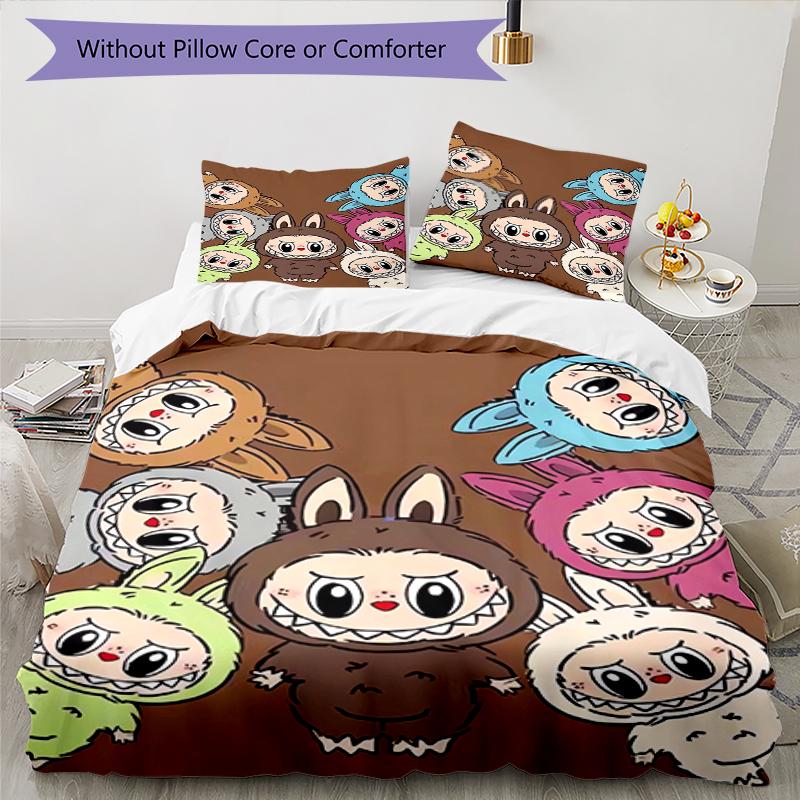 Set Biancheria da Letto Labubu 3 Pezzi Copripiumino Chiusura Include 1 Copripiumino e 2 Federe, Morbido e Confortevole per Tutte le Stagioni.