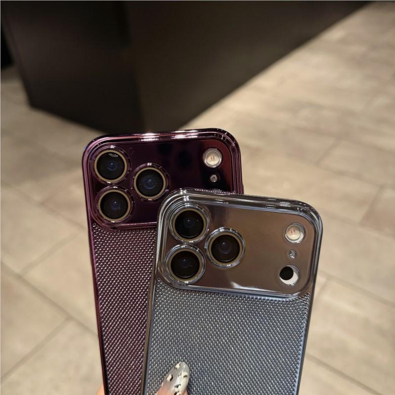 Plating Mesh Hole Heat Dissipation Soft Case for iPhone 17 Air 16 15 14 Plus 13 12 11 Pro Max Shockproof Silicone Cover