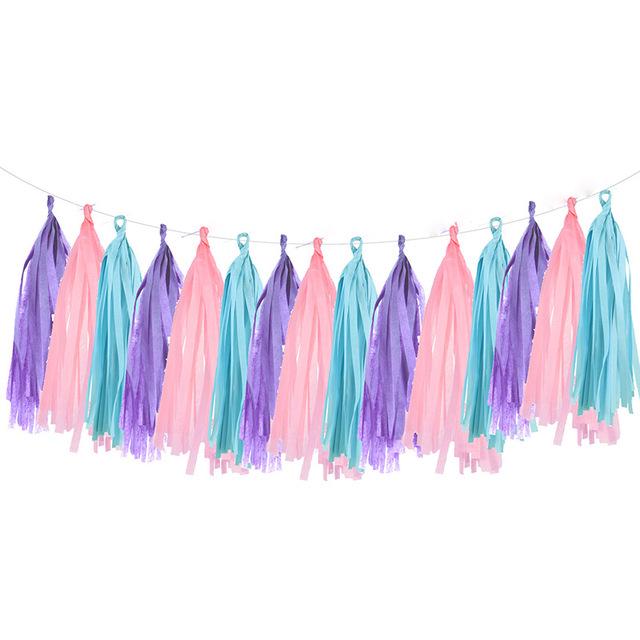15-Piece Paper Tassel and PET Ribbon Set for Birthday Party Decorations