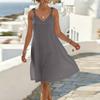 Vestido Casual de Verano para Mujer sin Mangas, Cuello en V, Tirantes de Corbata, Corte Holgado, Línea A, Diseño Sencillo de Color Sólido, Tejido Ligero