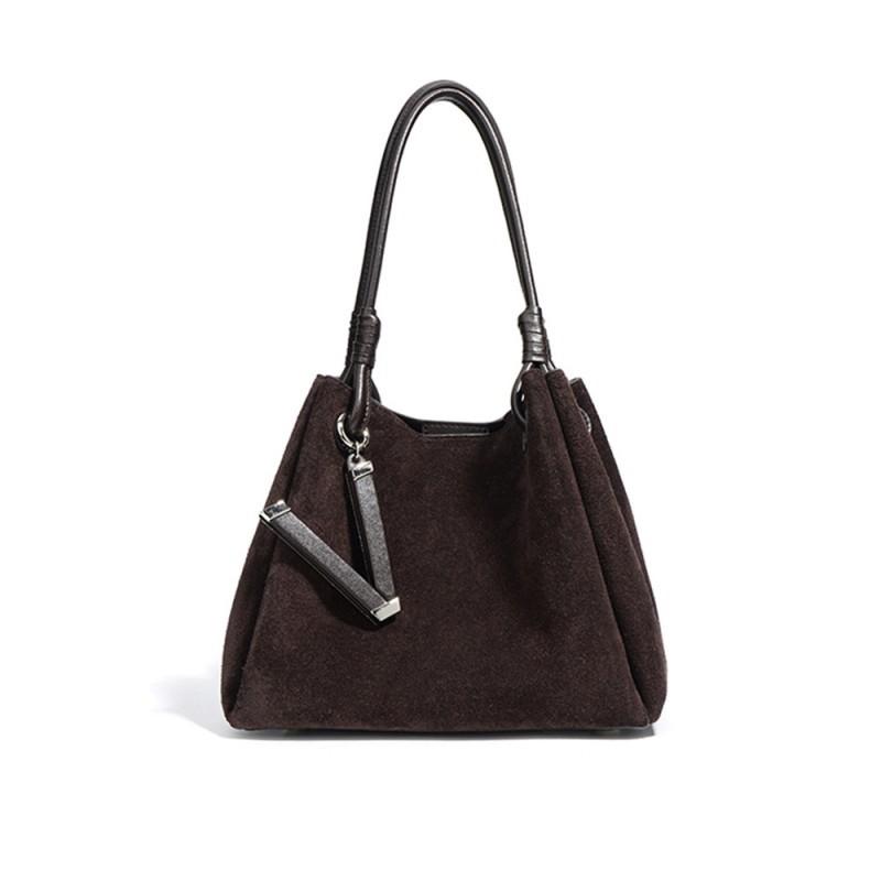 

High-end Crossbody Bag Versatile Simple Women s Suede Leather Handbag Commuting Shoulder 23x19x18cm глубокая кофе