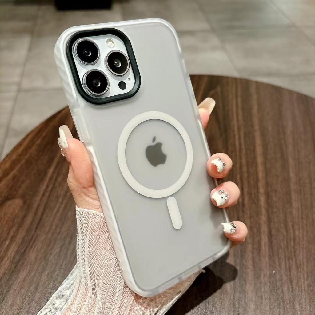 Frosted Anti-Fall-Stoßfänger Magsafe-Hülle für iPhone 16 16promax 13 14pro 14 15 13pro 15pro max Schutzhülle für kabelloses Laden