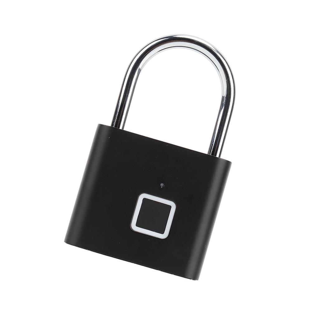 Fingerprint Padlock 0.5S Unlock Waterproof Hold 10 Fingerprints USB Interface Thumbprint Padlock with 3 Color Light for Luggage