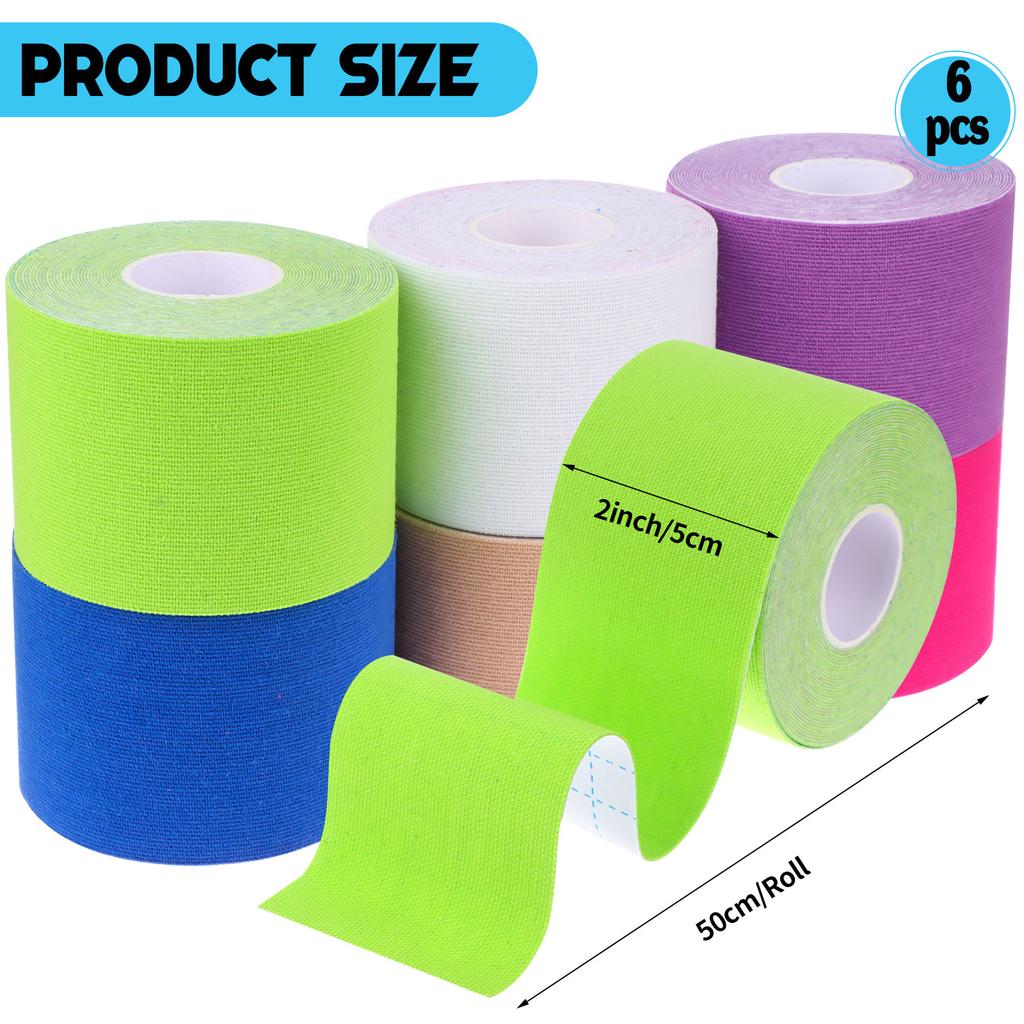 6 Rollen Kinesio-Taping Wasserdichtes Sporttape Atmungsaktives Elastisches Sport-Physio-Tape Für Muskel Ellenbogen Knie Schulter Knöchel Pai