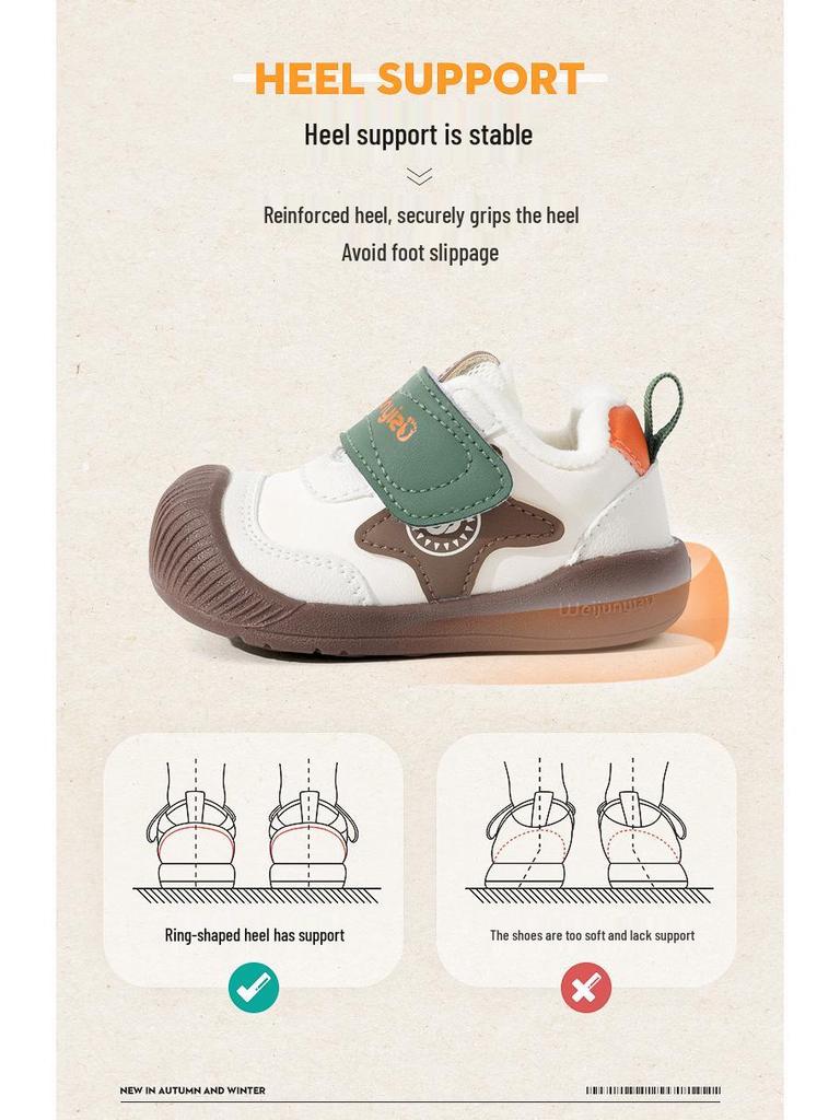 Toddler Winter Cotton Shoes for Ages 1-3, Soft Sole, Plus Velvet, Infant Boy & Girl Functional Shoes