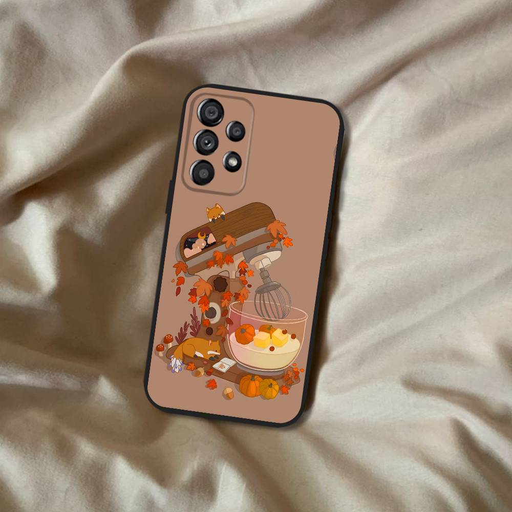 Autumn Leaves Pumpkin Phone Case For Samsung Galaxy A20,A21s,A22,A31,A32,A52,A53,A72,73,A80 Soft Black Cover