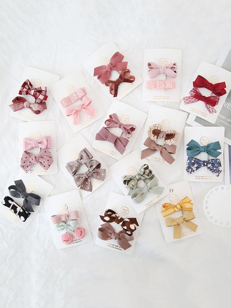 2 Pcs/Set Baby Hair Clips For Girls Bows Dot Flower Kids Hairpins Printed Children Barrettes Clips Baby Girl Hair Accessories