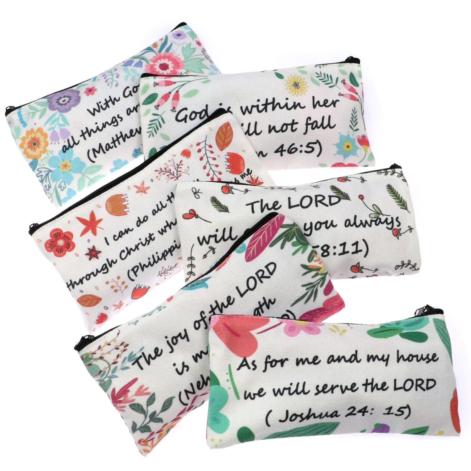 

6Pcs Bible Pencil Bags Inspirational Quote Bible Verse Pencil Case 1 коричневий