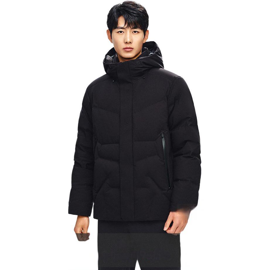 Anta Champion All-Weather Series Hooded Comfortable Simple Casual Solid Color Zipper Down Jacket Men Jacket 152540938-1