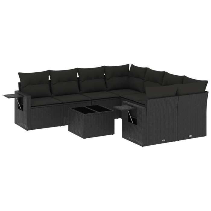 VidaXL Garden Lounge Set with Cushions 9 Pcs, Patio Sofas, Patio Furniture Set, Outdoor Furniture, Black 3219954