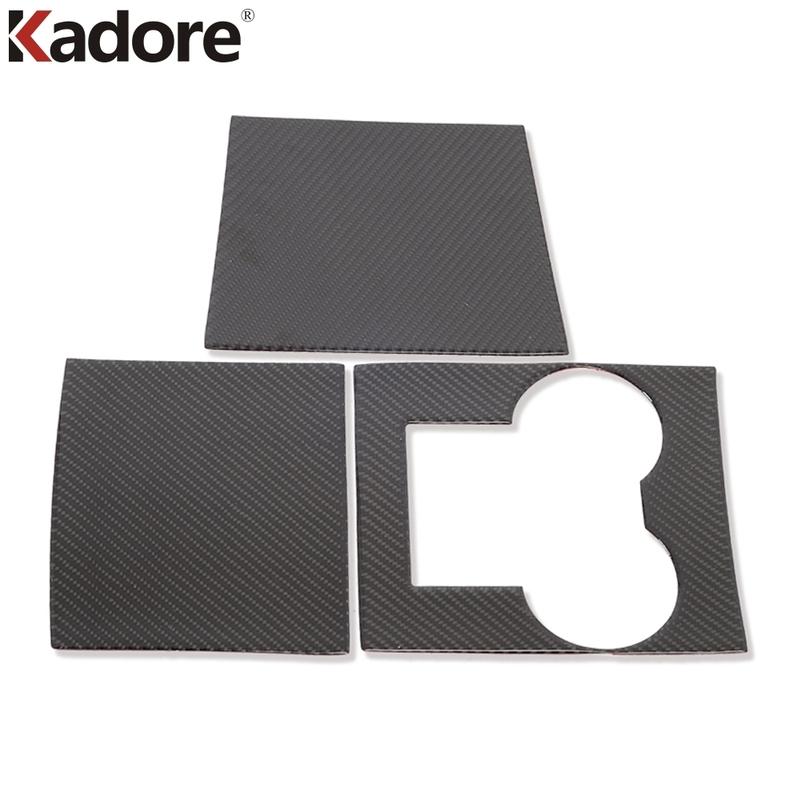 For Tesla Model 3 2018     Carbon Fiber Car Center Console Panel Cover Trim Water Cup Holder Frame Accessories