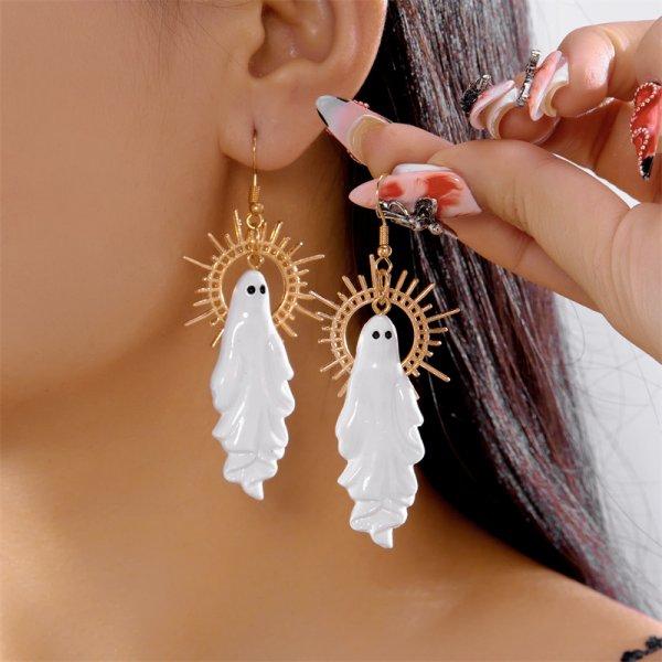 Cute Halloween Ghost Drop Earrings for Women Girls Fashion Little Ghost Hoop Earring Party Festival All Saints' Day Jewelry Gift