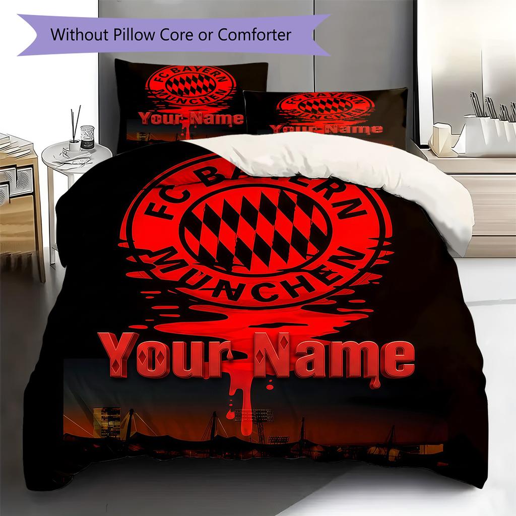 Custom Name FC Bayern Munich Bedding,Quilt Set Quilt Cover Pillowcase Home Birthday Gift(1 * Duvet Cover + 2 * Pillowcase, Without Core) -HE58