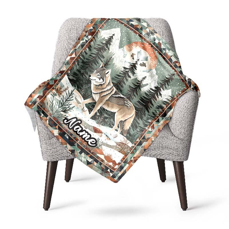 240Gm2 Wolf Customize Your Name Outdoor Blanket Suitable For All Seasons Comfortable And Warm Soft Blanket Suitable For Travel Gifts For Relatives And