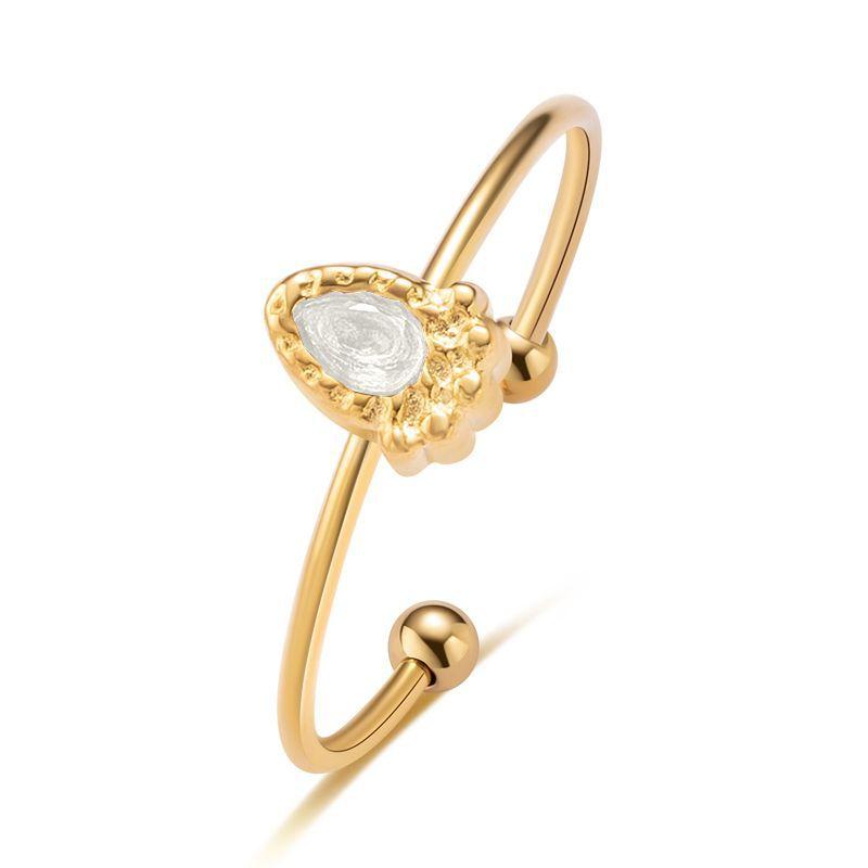 

Кольцо с открытым циркониевым покрытием цвета капли воды, титановая сталь, покрытая настоящим золотом, не выцветает, французское изысканное регулируемое кольцо из нержавеющей стали Opening adjustable