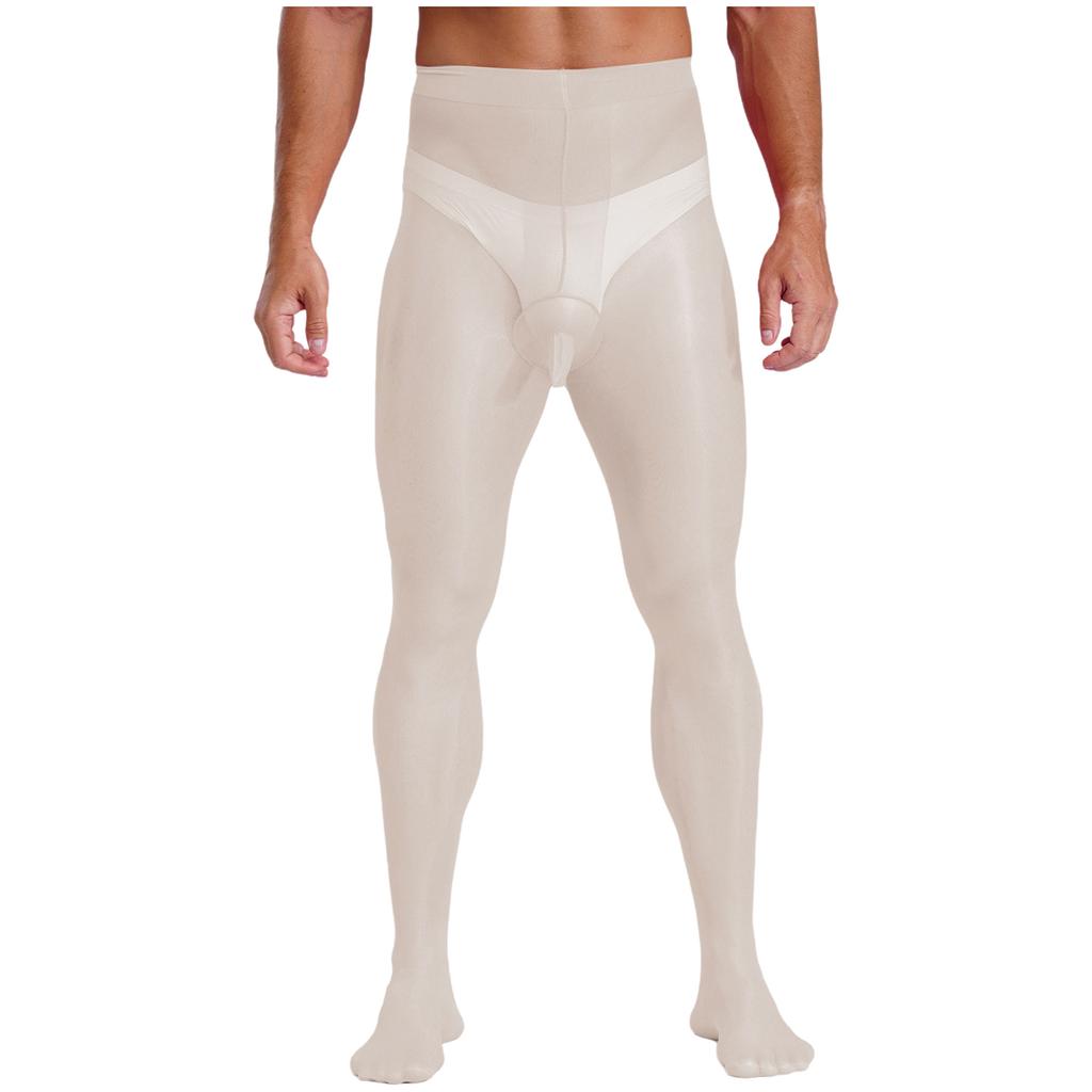 Transparente, dehnbare Strumpfhose für Herren, Konturbeutel, elastische Taille, Cross-Dresser-Leggings, glänzende Strumpfhose für Cosplay-Auftritte
