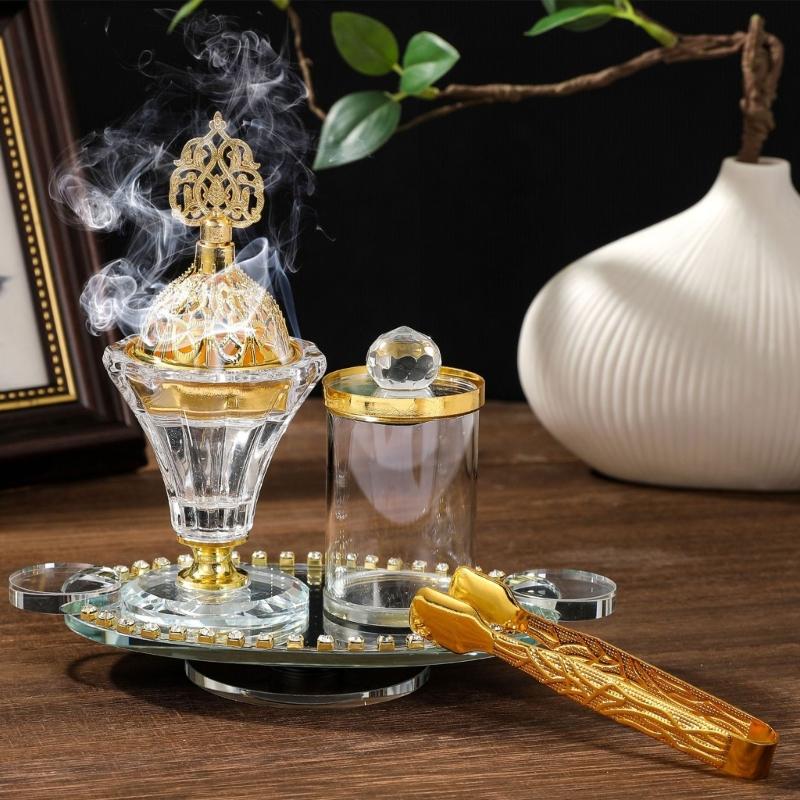 Artistic Rotating Incenses Burners Set With Jar For Yoga Room And Home Centerpieces Arabic Styles Table top Decors