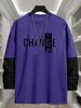 Men's Stylish Spliced‑Sleeve Long Sleeve Tee, Quick Dry Breathable Tops, Regular Fit for Urban Walk Outdoor Errands Daily Commute Wear