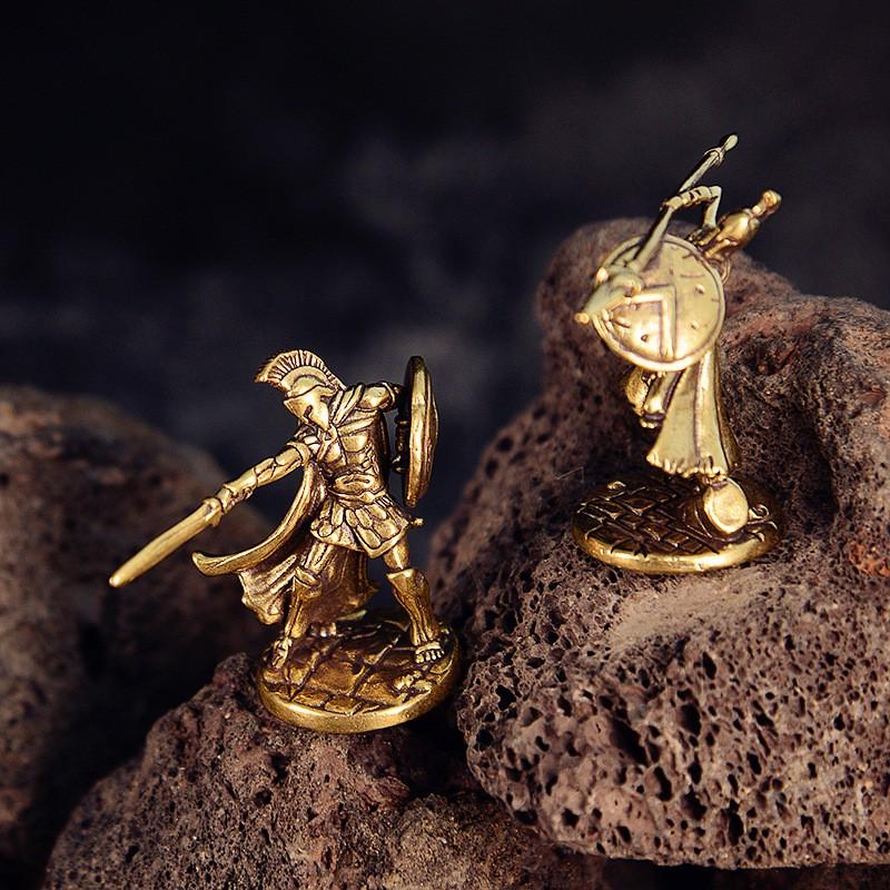 Brass Pewter Spartan Warrior Figurine Set Collectible Desktop Decor Military Model Men Gift