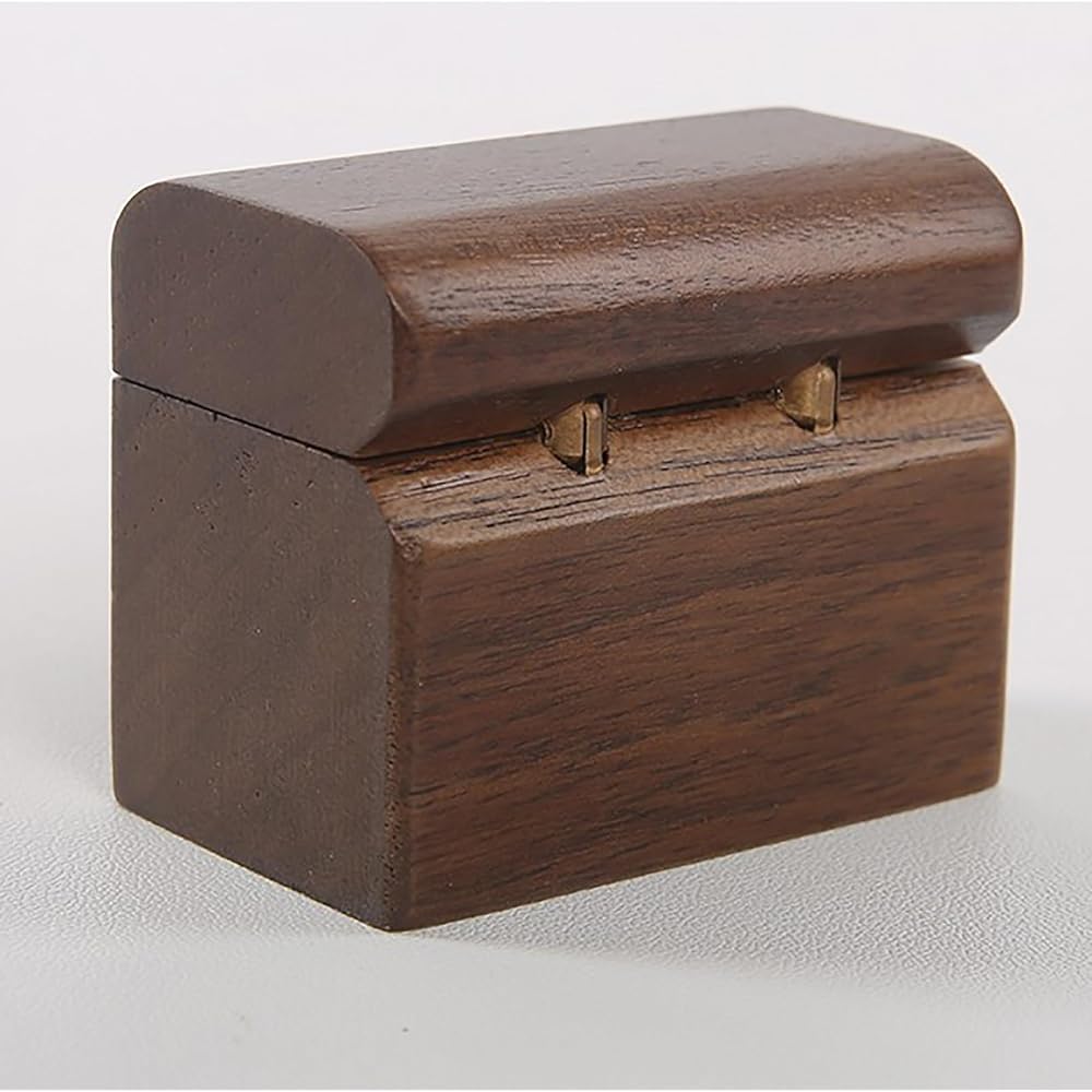 Single Slot Ring Box Jewelry Box Single Ring Wooden Flap Ring Storage Box Small Vintage Portable ...