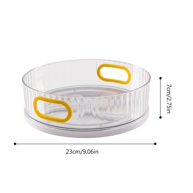 652F Turntable Crystal Rotating Spice Rack Cabinet Pantry Table Tray with Handle Serving Clear Plate Easy to Spin