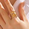 LATS Stainless Steel Lava Irregular Hollow  Ring for Women Metal Texture Waterproof Daily Simple Stylish Golden Rings Jewelry