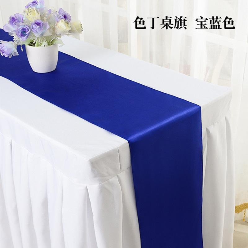 1PC Wedding Party Burgundy Satin Table Runner Modern Royal Blue For Round Dining Tables Decoration 30*275cm