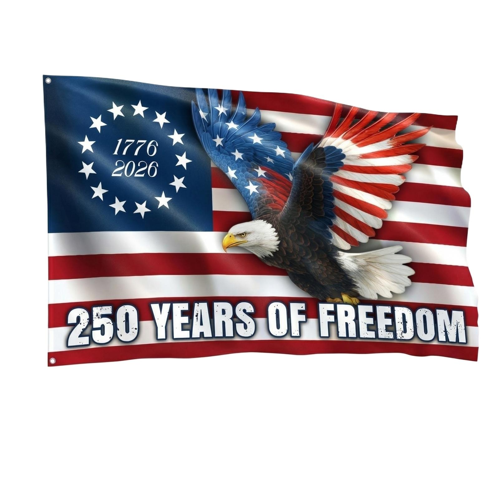 The 1776-2026 Flag Memorial Day Patriotic 0th Birthday 0 Years States Indoor Garden Decoration (0 YEARS) One Size синий