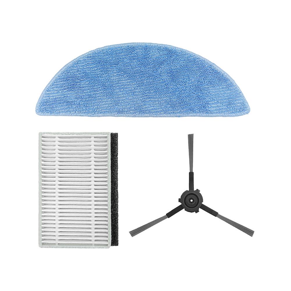 Compatible Accessories for ECOVACS YEEDI: Main Roller Brush, Side Brush, Filter Screen, Mop Cloth.