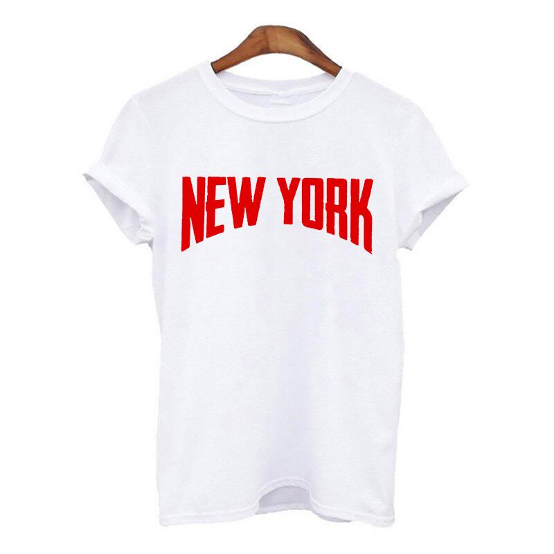 Harajuku Women Tshirt New York Summer Print White Black T Shirt Ladies Clothing 90S Tops Graphic Clothes Female Tee Shirt 2025