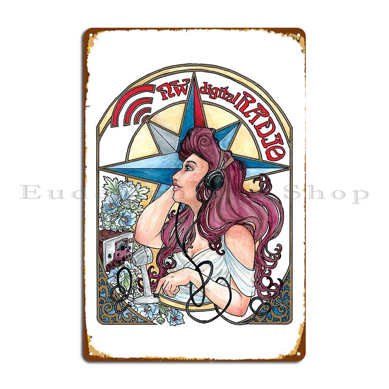 

Nw Digital Radio Art Nouveau Metal Signs Party Wall Pub Pub Garage Decoration Character Tin Sign Poster 20x30cm