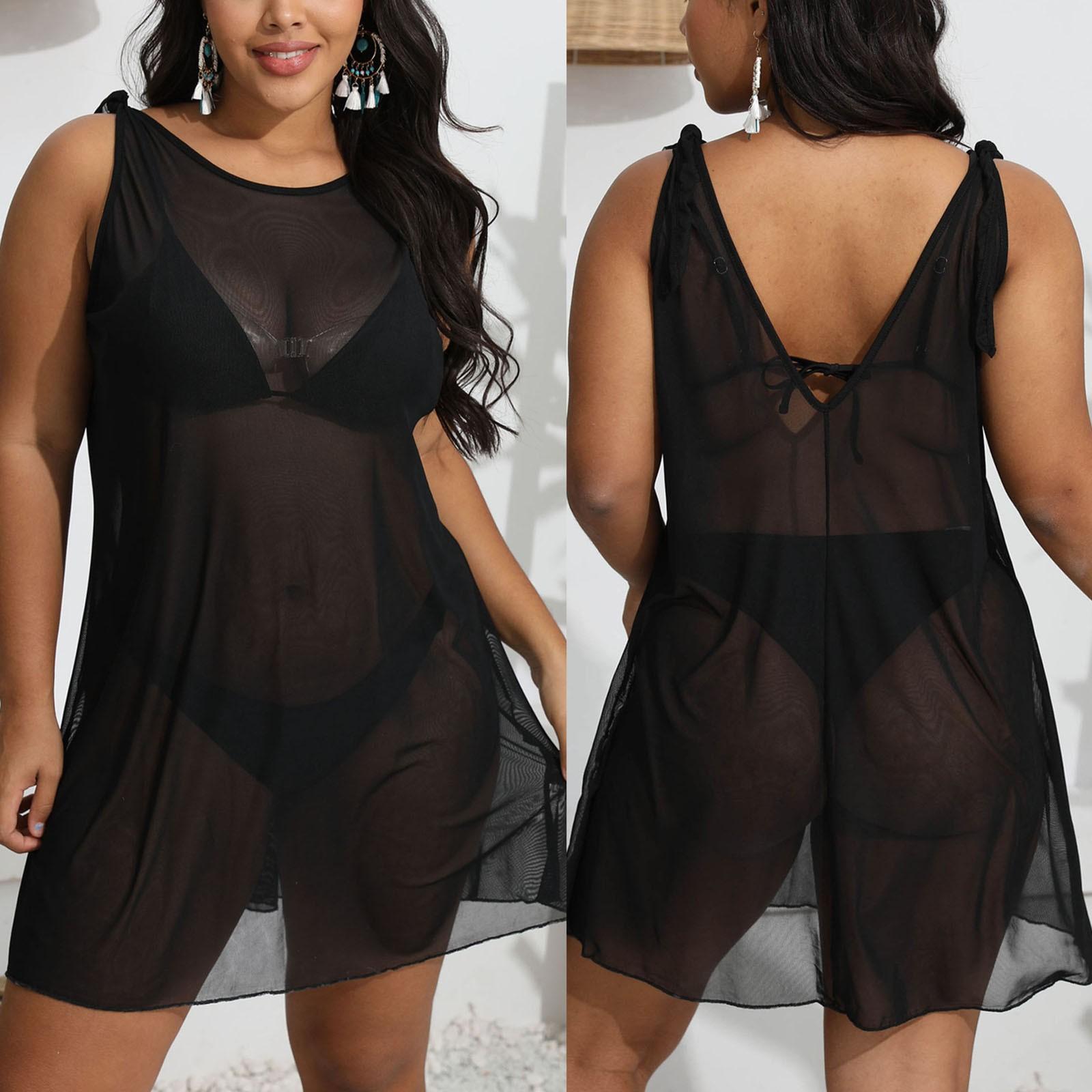 

Женская мода, большая сетчатая майка, юбка с ремешком, пляжная юбка XXXL чёрный