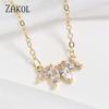 ZAKOL Fashion Leaf Shape Zircon Pendant Necklace For Women Shiny Clavicle Chain Wedding Party Exquisite Jewelry