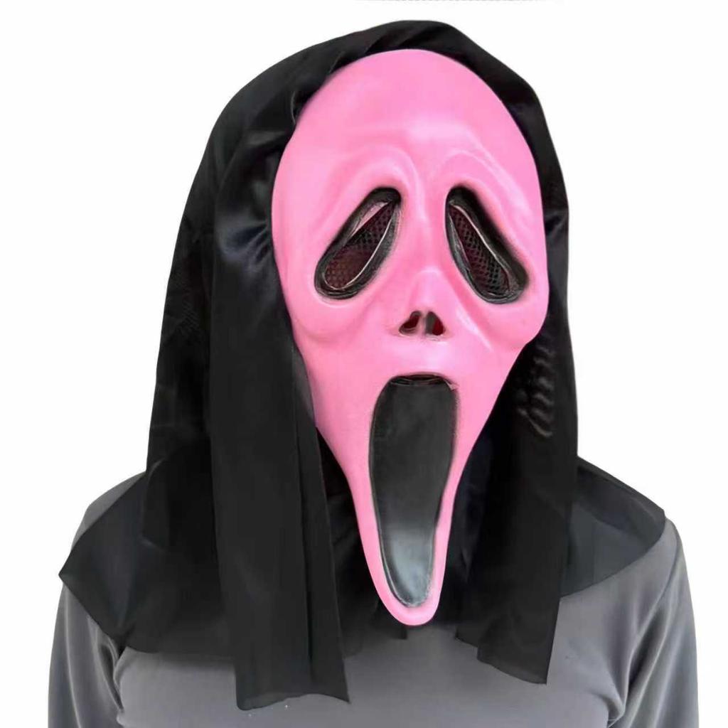 Open-mouthed scream, horror movie headgear, masquerade costume, scary ghost mask, Halloween party prop