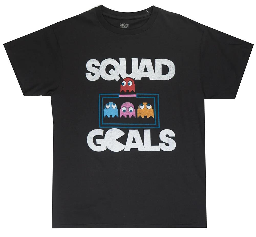 Pac-Man Squad Goals T-Shirt Retro Video Game Tee Unisex Black Large T-Shirt